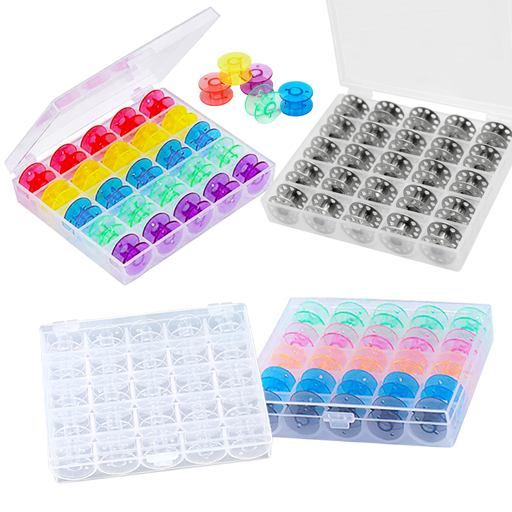 Bobbin Organizer Box - 25Pcs/Set Plastic Threads Bobbins Sewing Machine