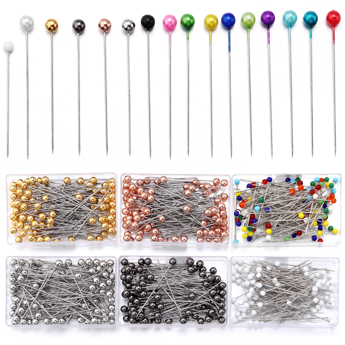 Sewing Necessities - 100Pcs Color Ball Head Pins Stainless