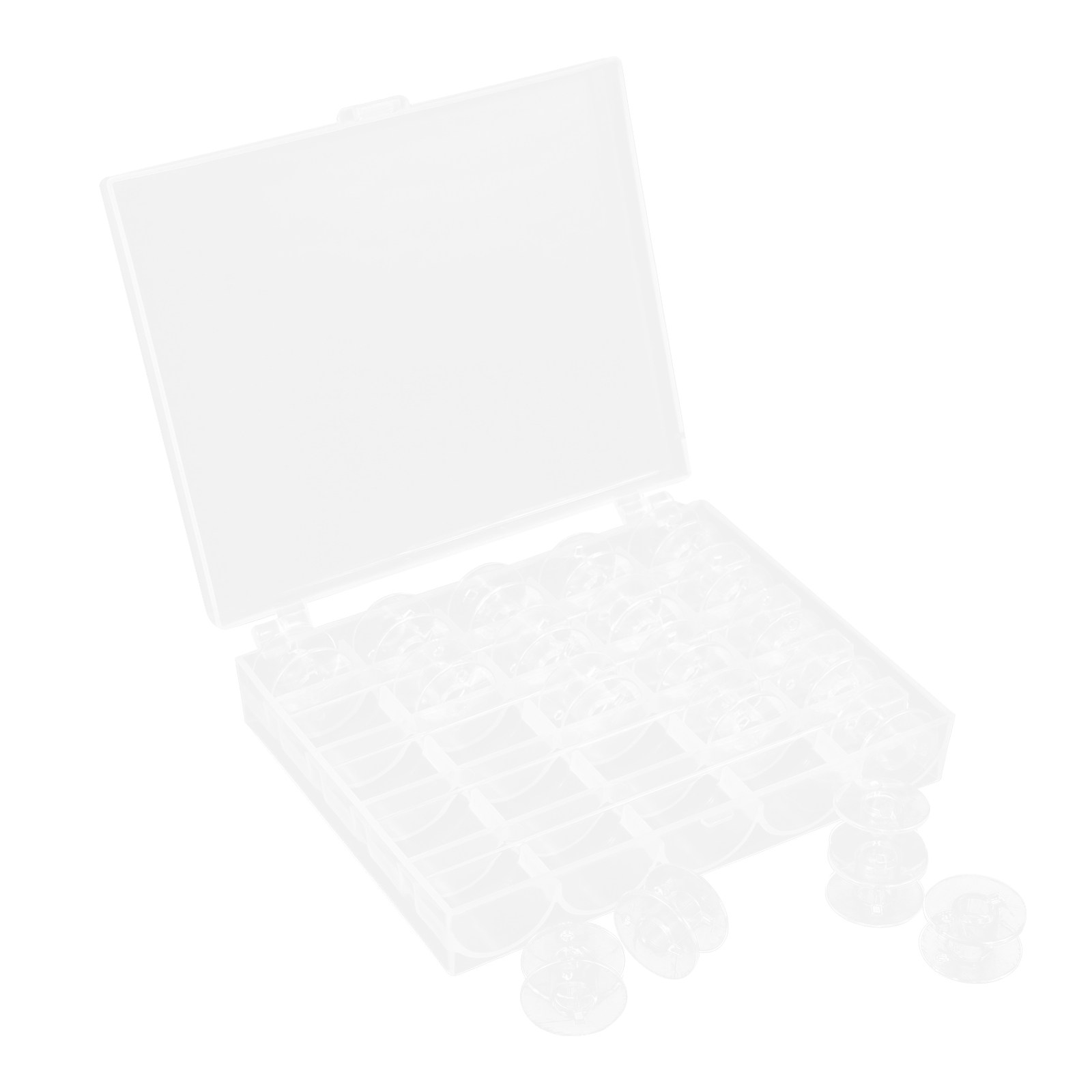 Bobbin Organizer Box - 1 Set 25-Compartments Clear Plastic Bobbin