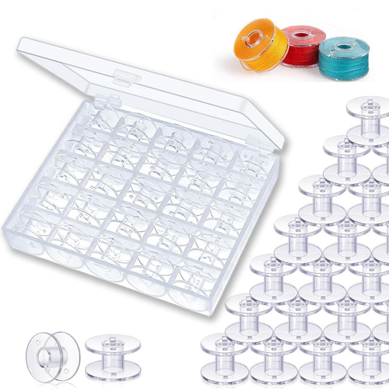 25pcs Home Sewing Machine Bott - مراجعة Bobbin Organizer Box وسعره