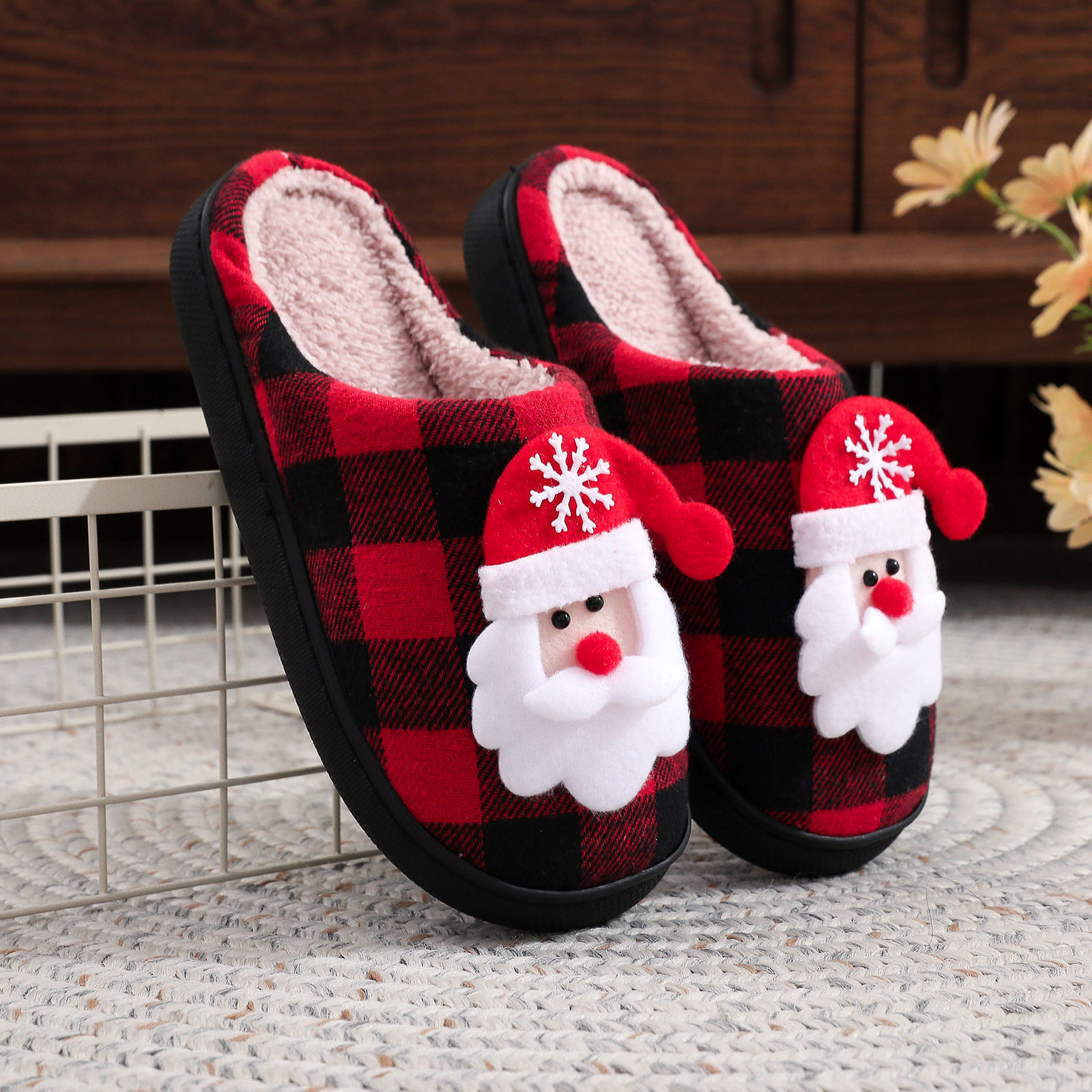 Christmas Couple Fuzzy Slipper - مراجعة Sewing House وسعره