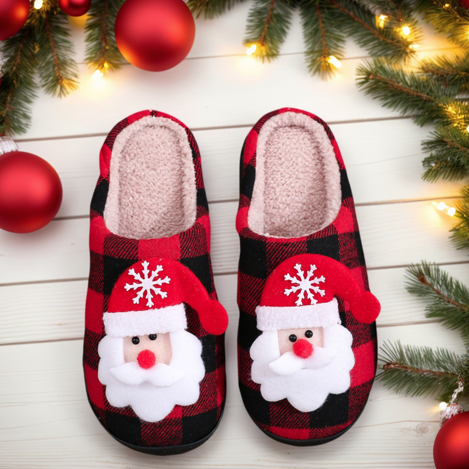 Christmas Couple Fuzzy Slipper - مراجعة Sewing House وسعره