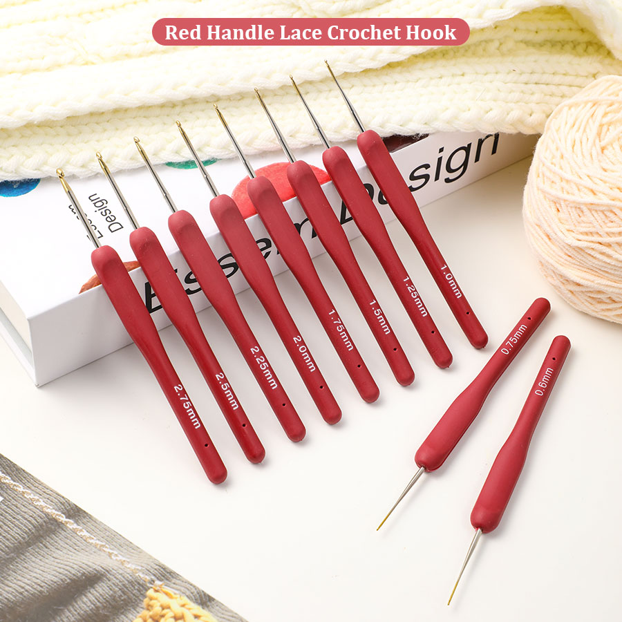 10pcs Red Crochet Set Kit Sili - مراجعة Sewing Necessities وسعره