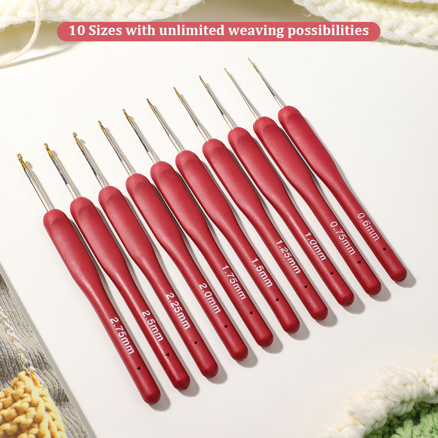 10pcs Red Crochet Set Kit Sili - مراجعة Sewing Necessities وسعره