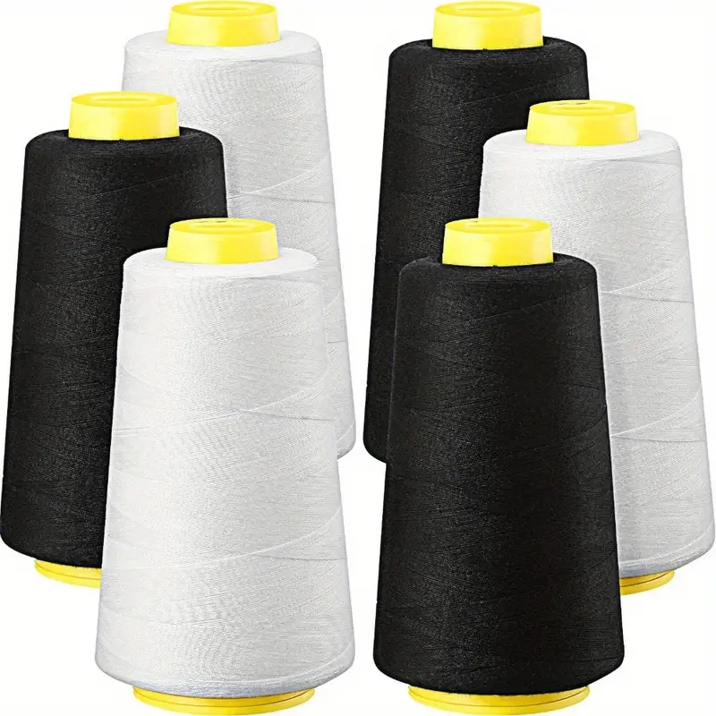 3 Black + 3 White Overlock Thr - مراجعة Serger Thread Cone وسعره