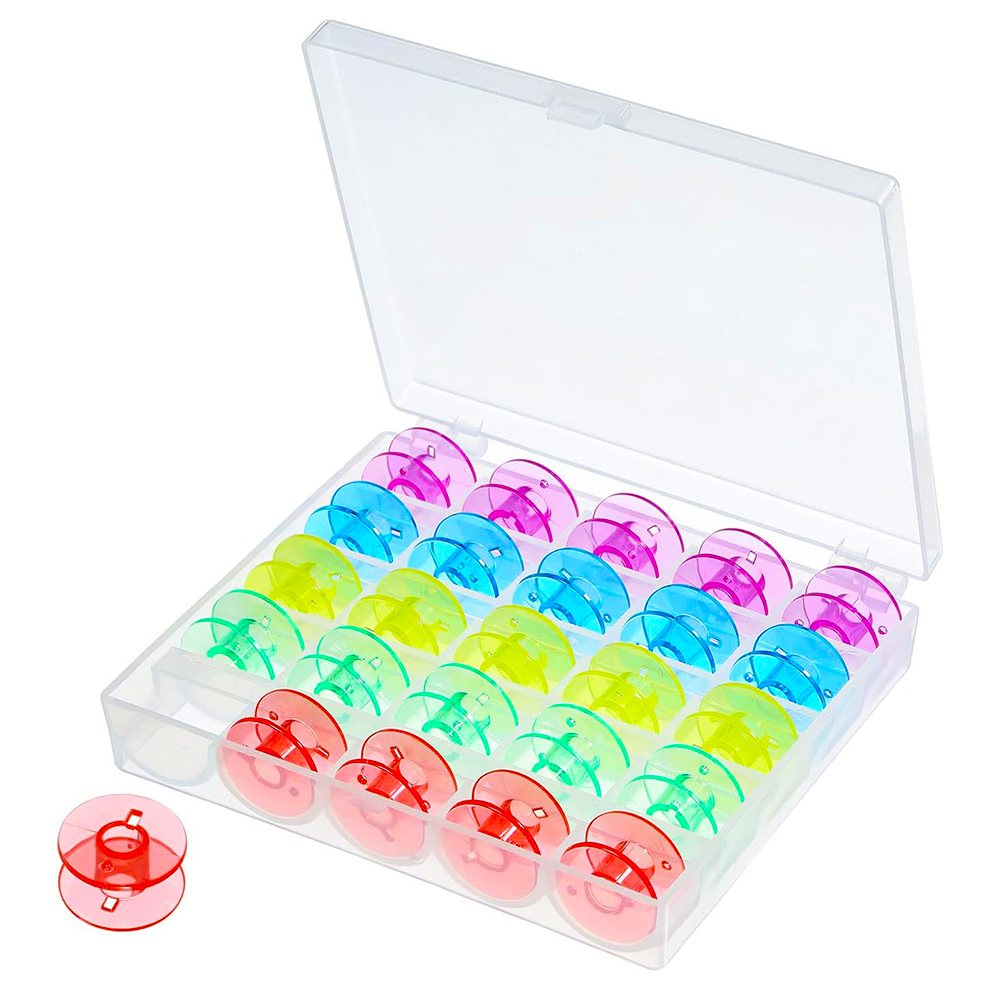 25Pcs/Set Plastic Threads Bobb - مراجعة Bobbin Organizer Box وسعره