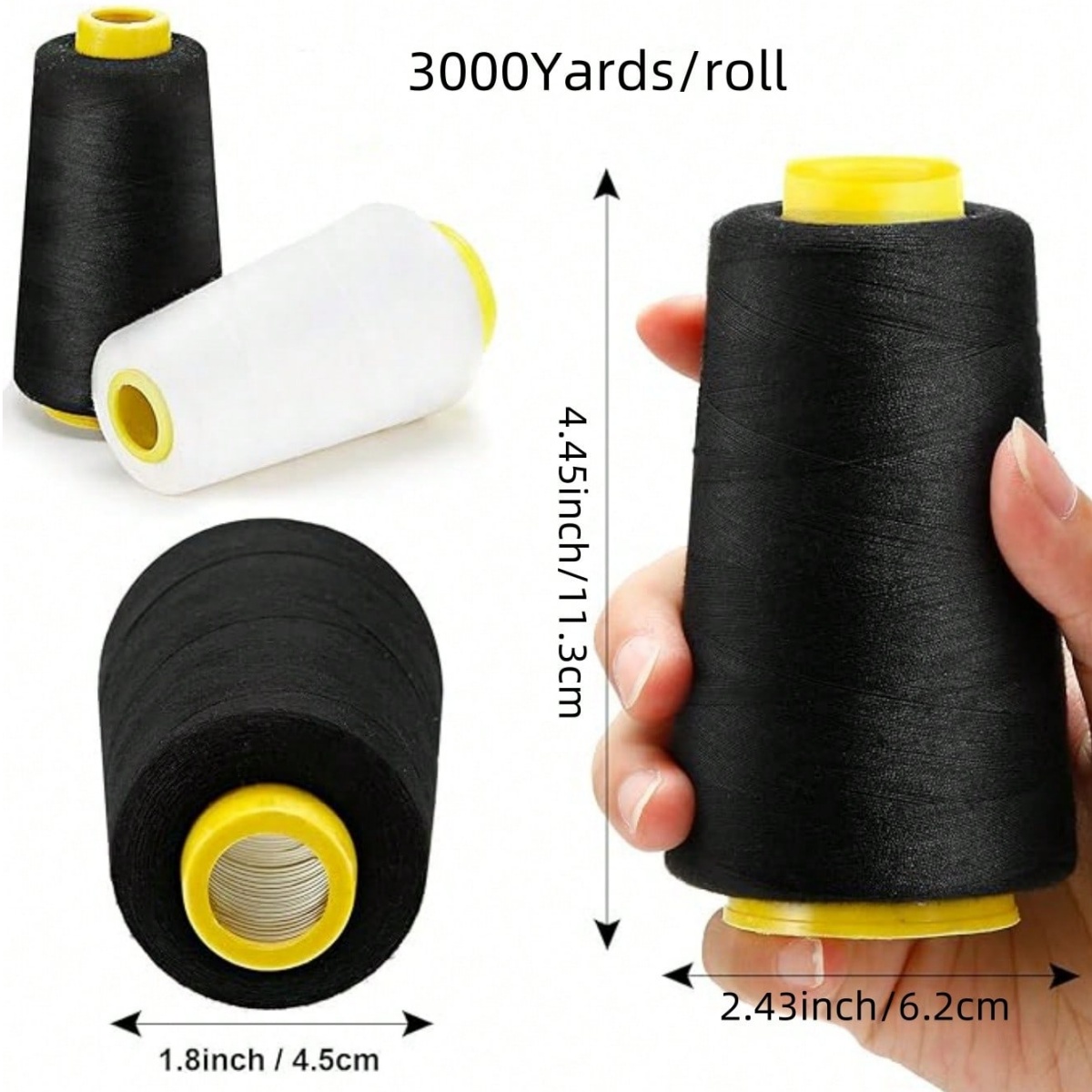 1-6Rolls 3000 Yard Each Serger - مراجعة Serger Thread Cone وسعره
