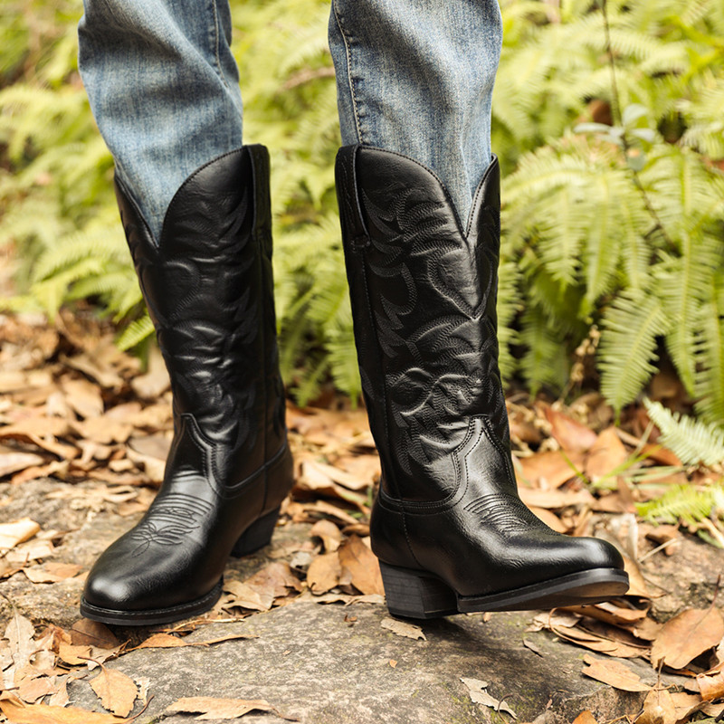 New Men Handmade Cowboy Boots  - مراجعة Sewing Embroidery Fabric وسعره