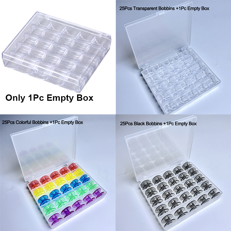 1pc 25 Spools Empty Bobbins St - مراجعة Bobbin Organizer Box وسعره
